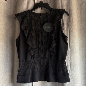 Harlowe & Graham Black Lace Top Sz S